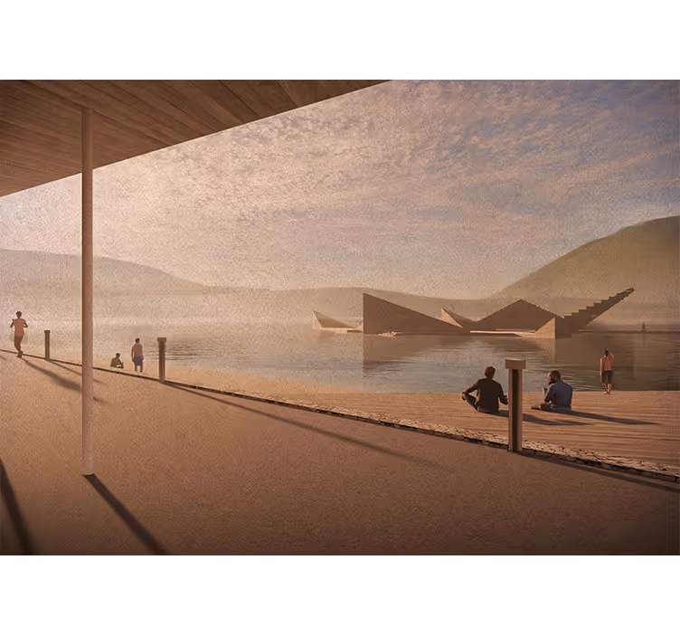 Landscape wall mural tranquil lakeshore view - TenStickers