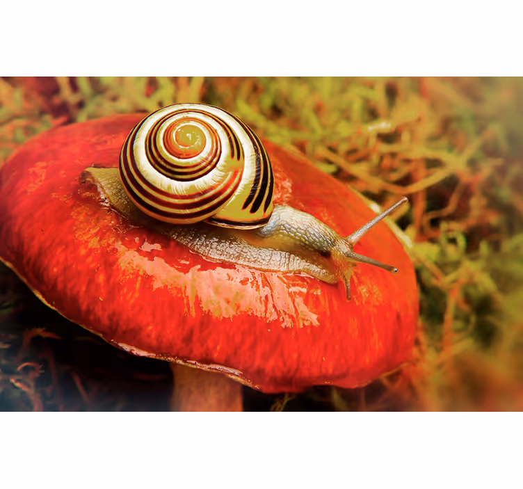 Animals wall mural snail on mushroom - TenStickers