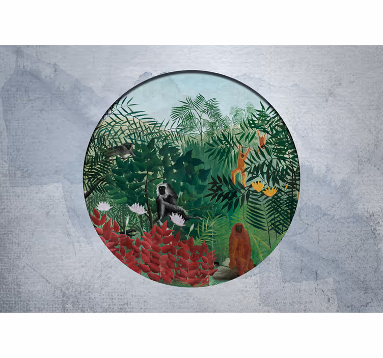 Artistic tropical jungle animals wall mural - TenStickers