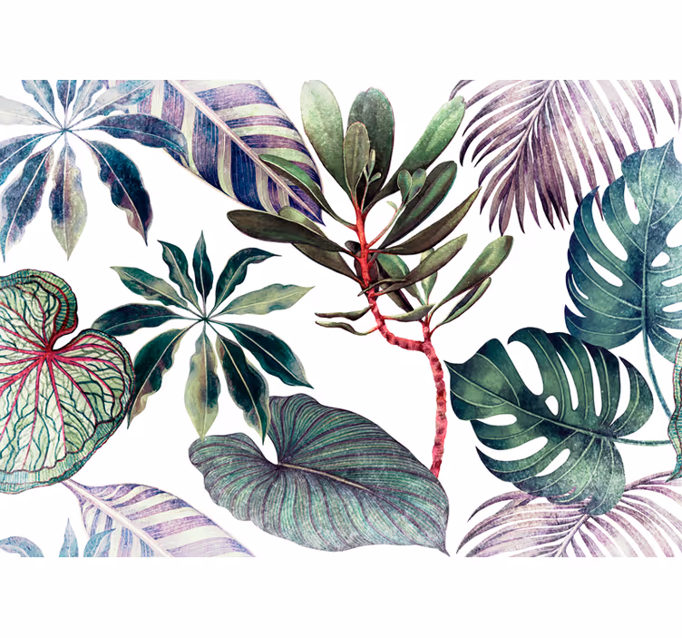 Watercolor monstera plants wall mural - TenStickers