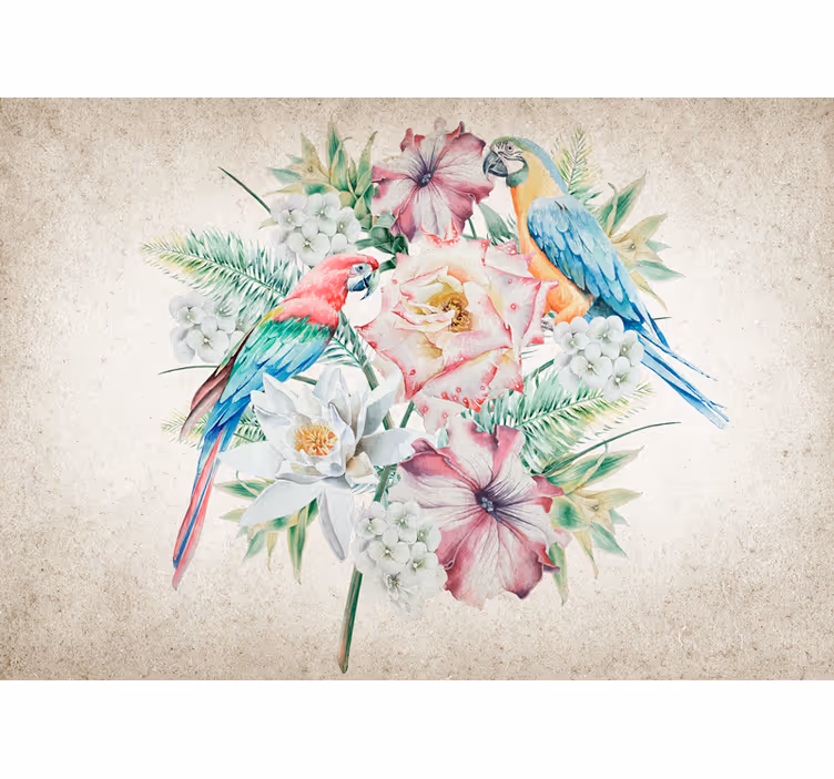 Animals wall mural colorful tropical birds - TenStickers