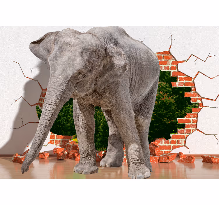 Wall mural 3d elephant breaking through - TenStickers