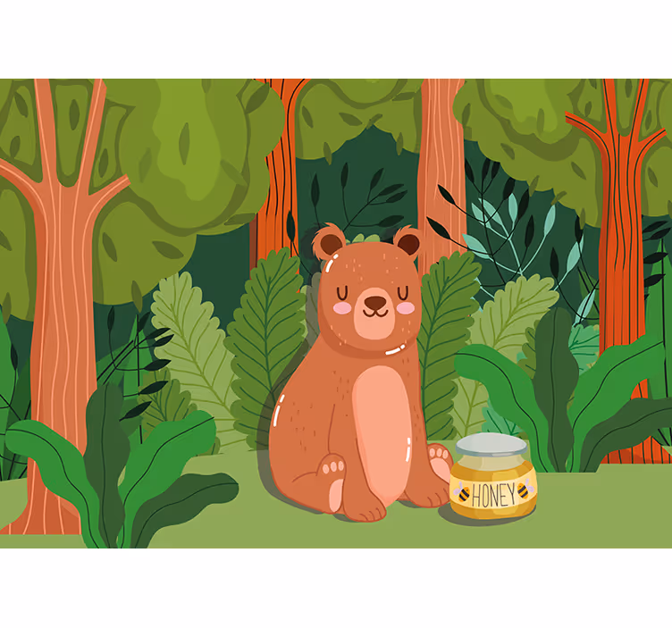 Swinging Cartoon for Honey modern wall mural - TenStickers