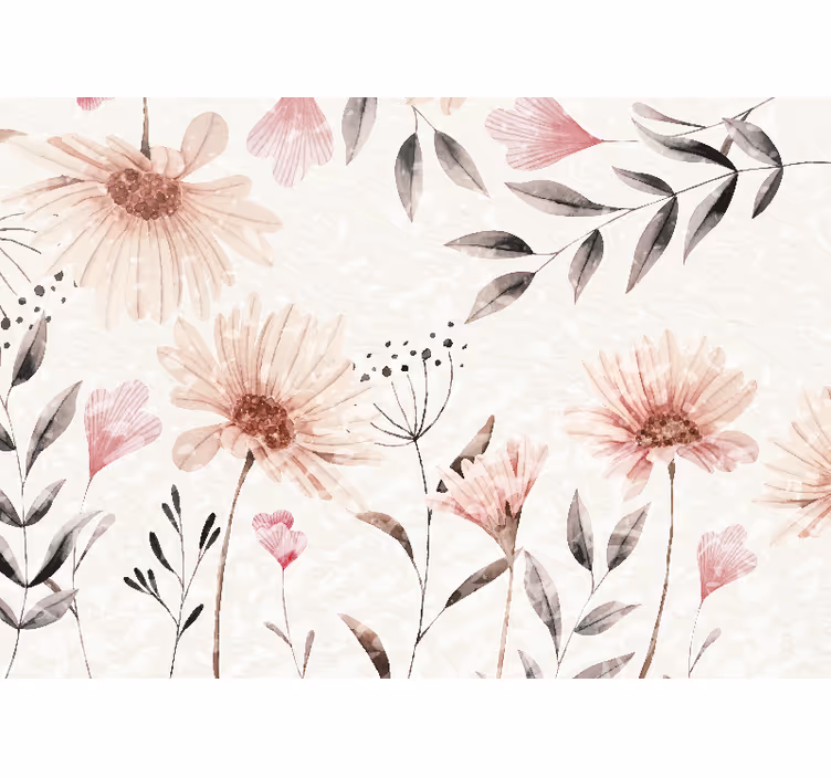 Flower wall mural floral pink design - TenStickers