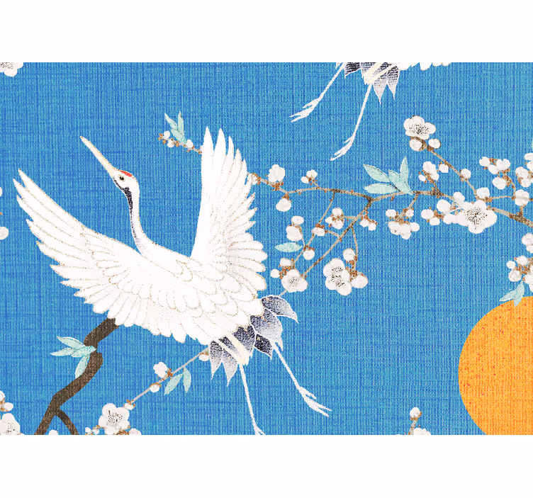 "Japandi" artistic colorful bird wall mural - TenStickers