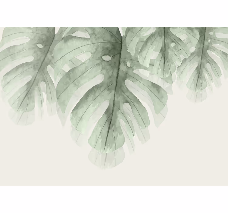 Watercolor Green Leaves nature wall mural - TenStickers