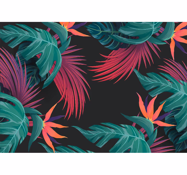 Turquoise Tropical Leaves nature wall mural - TenStickers