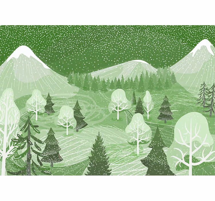 Wall mural nature mountain woodland scene - TenStickers