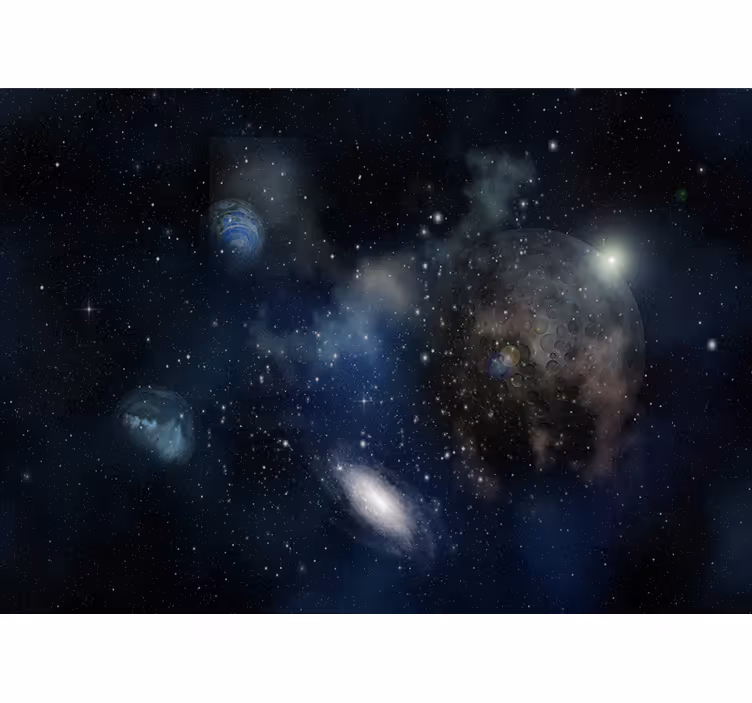Beautiful view of space and planet wall mural - TenStickers