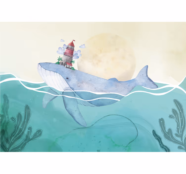 Scandinavian style whales wall mural - TenStickers