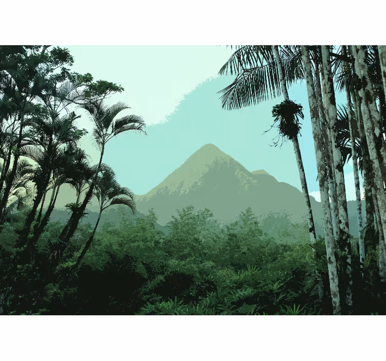 Forest wall mural mountain jungle landscape - TenStickers