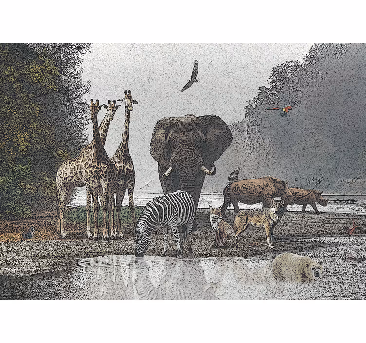 Jungle Wild animals Forest Wall Mural - TenStickers