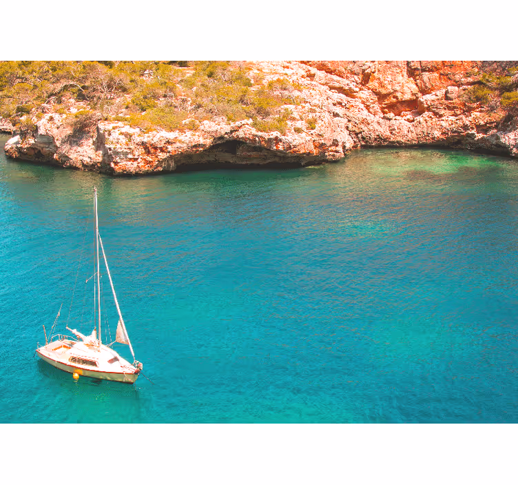 Sailing boat ocean under the sea wall mural - TenStickers