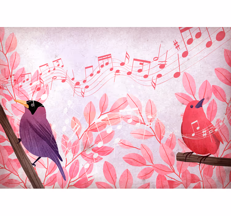 Animals wall mural musical birds singing - TenStickers