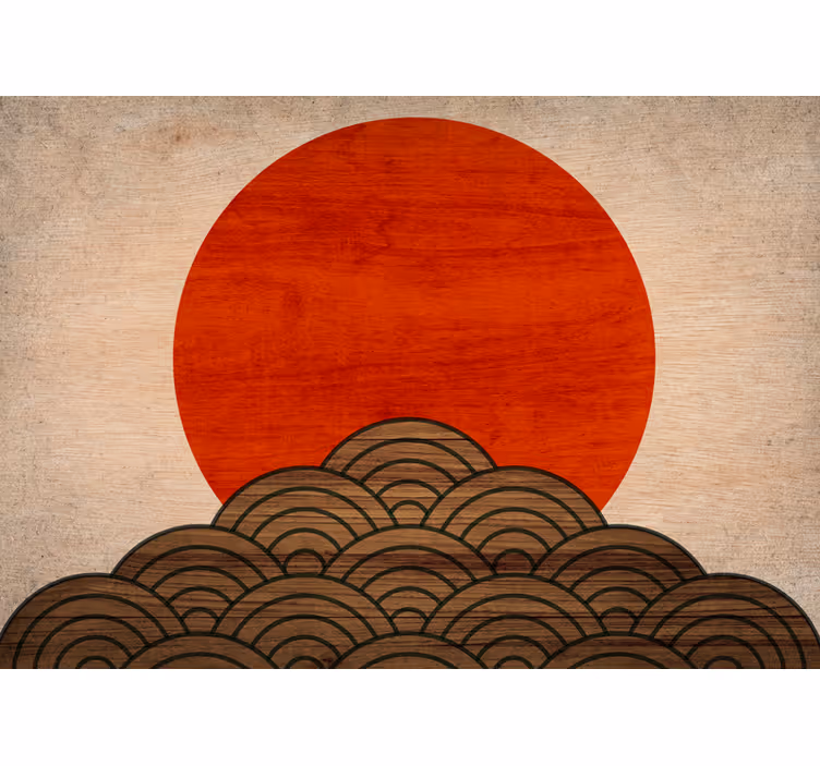 Rustic Sun Art Wood Wood Wall Mural - TenStickers