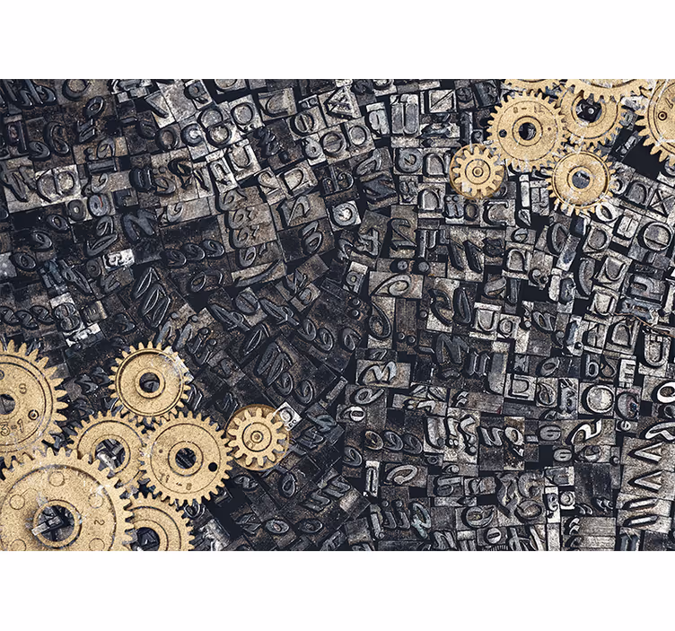 Texture wall mural with mechanical gear designs - TenStickers