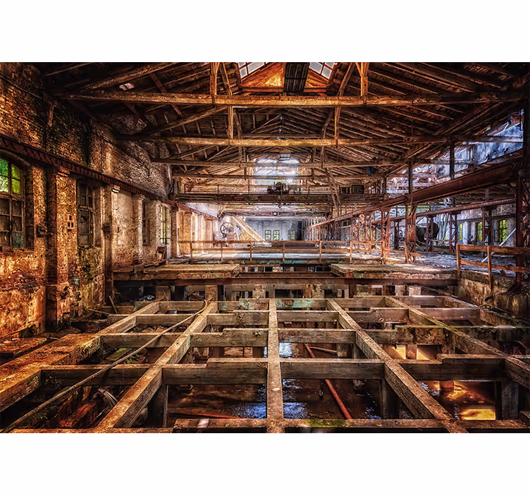 City wall mural abandoned industrial space - TenStickers
