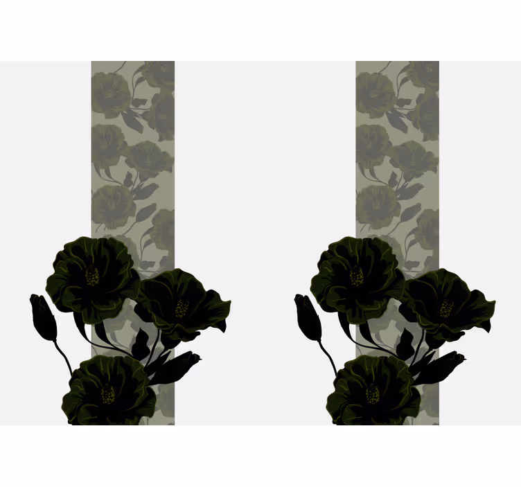 Elegant black flowers flower wall mural - TenStickers