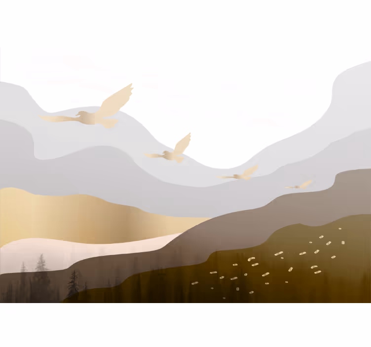 Wall mural nature flying birds silhouettes - TenStickers