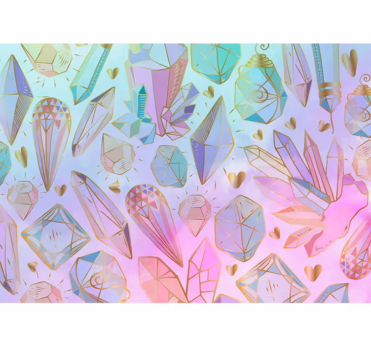 Art wall mural geometric gemstones design - TenStickers