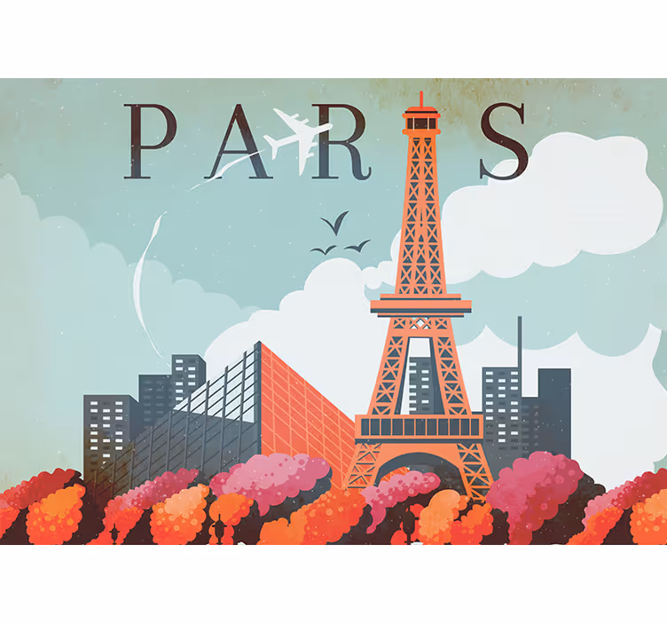 Colorful city illustration paris wall mural - TenStickers
