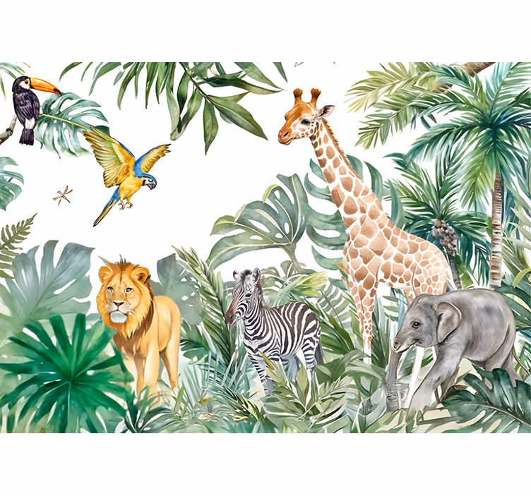 Wildlife animals wall mural - TenStickers