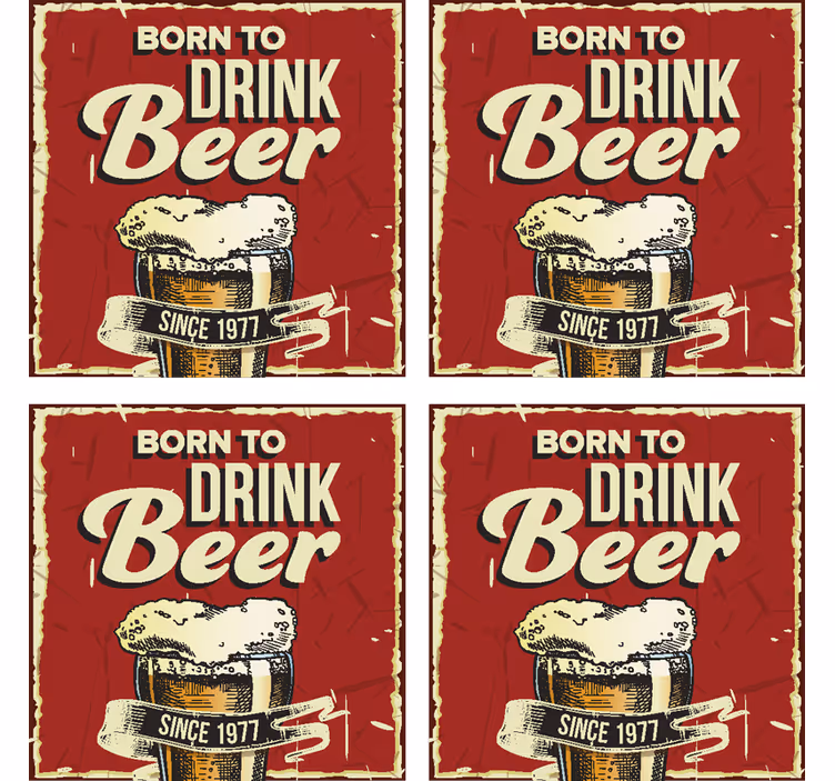 Personalized Born to drink beer coaster - TenStickers