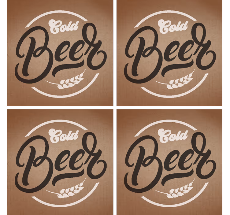 Stylish cold beer typography beer mats - TenStickers