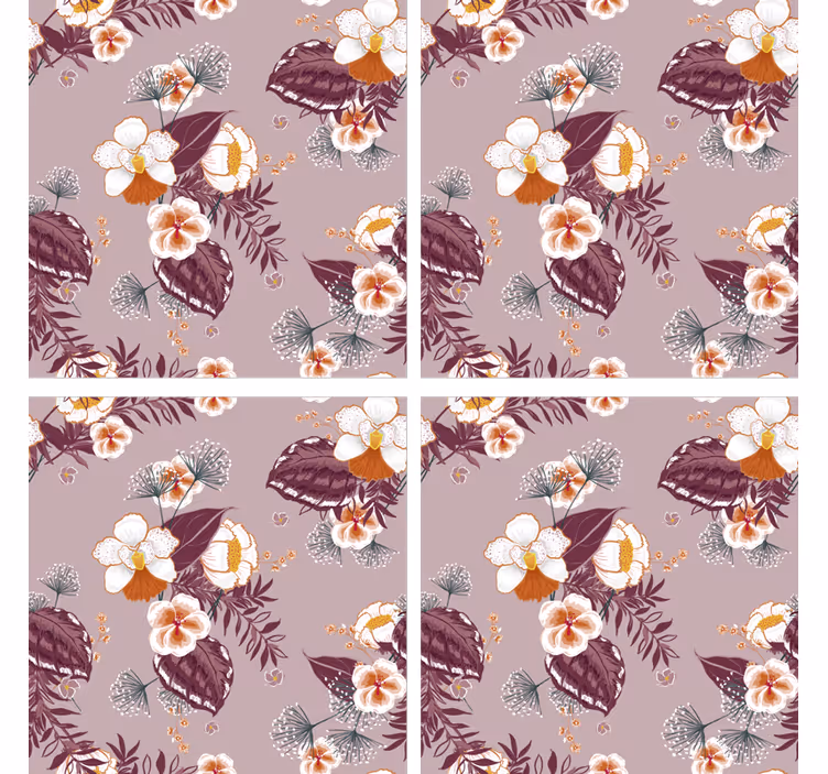 Colourful floral print coaster - TenStickers
