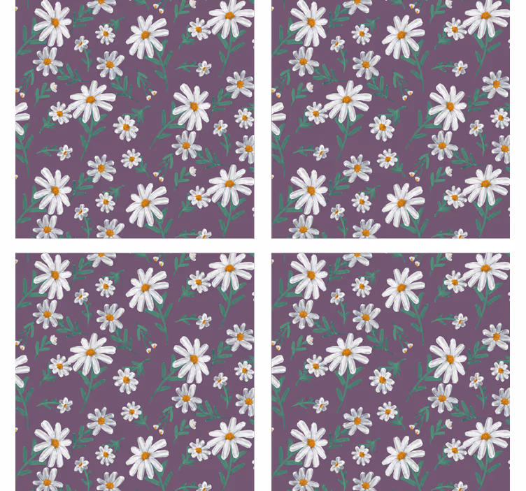 Coasters with purple floral design - TenStickers