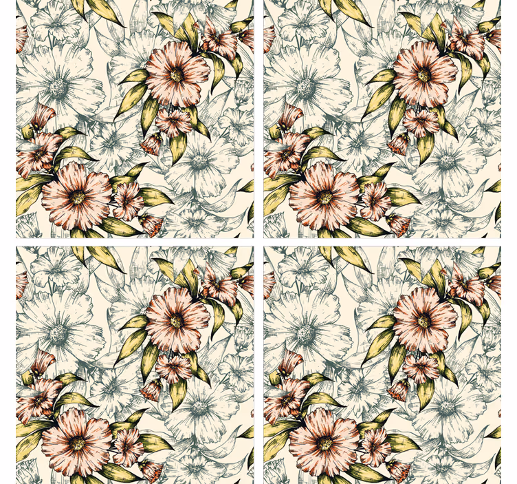 Floral pattern art coasters - TenStickers