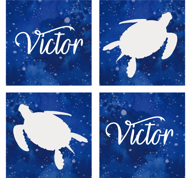 Personalisable coasters blue turtle silhouette - TenStickers