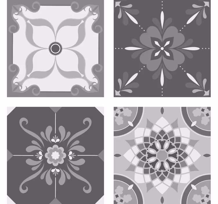 Coasters with intricate grey pattern design - TenStickers