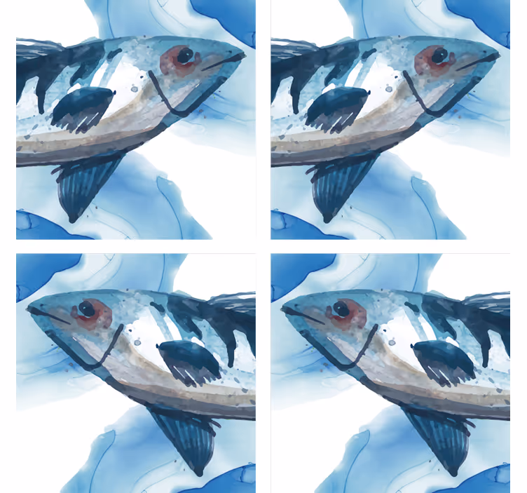 Geek coasters watercolor fish art design - TenStickers