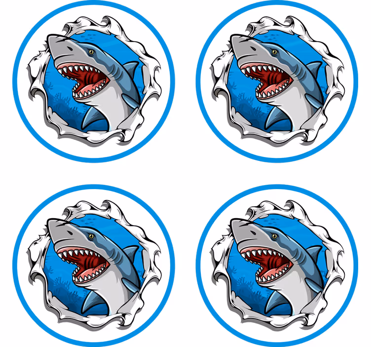 Geek coasters angry shark illustration - TenStickers