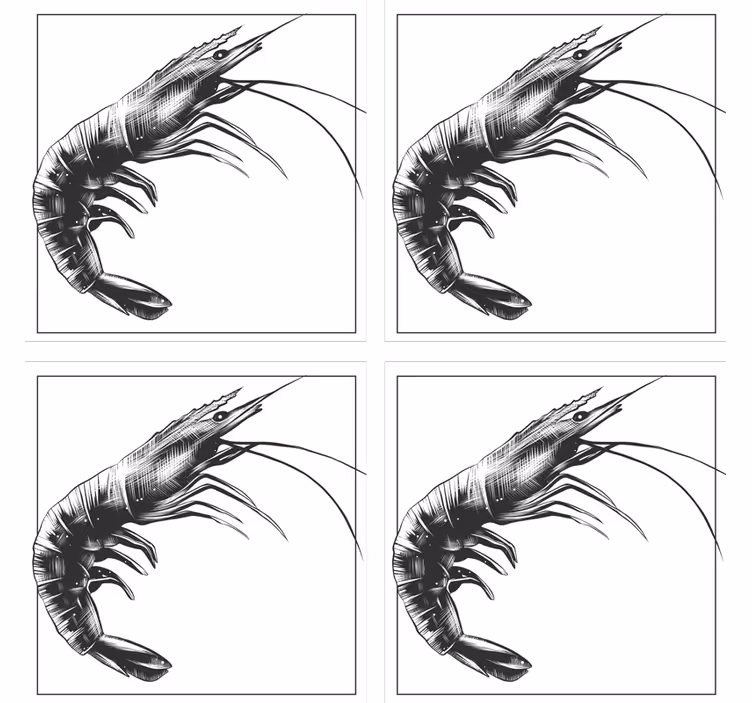 Modern coaster with stylized shrimp design - TenStickers