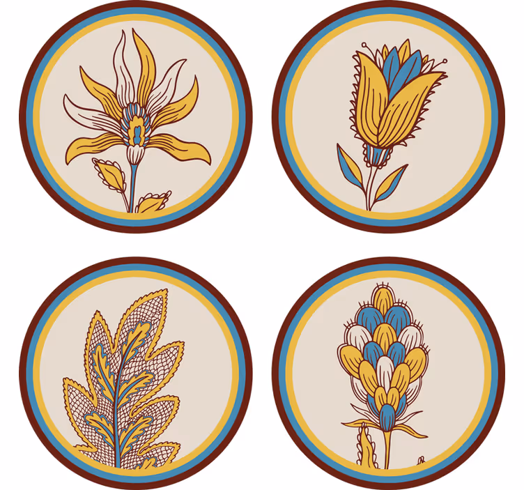 Floral motif coasters set - TenStickers