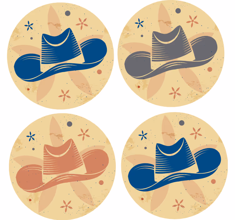 Cowboy hat pattern drink coaster - TenStickers