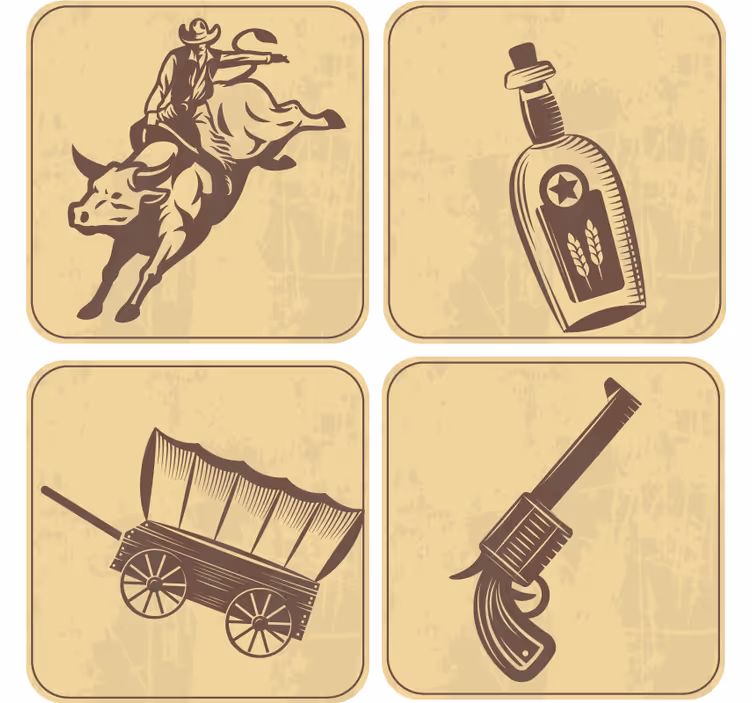 Vintage coasters rodeo cowboy art print - TenStickers