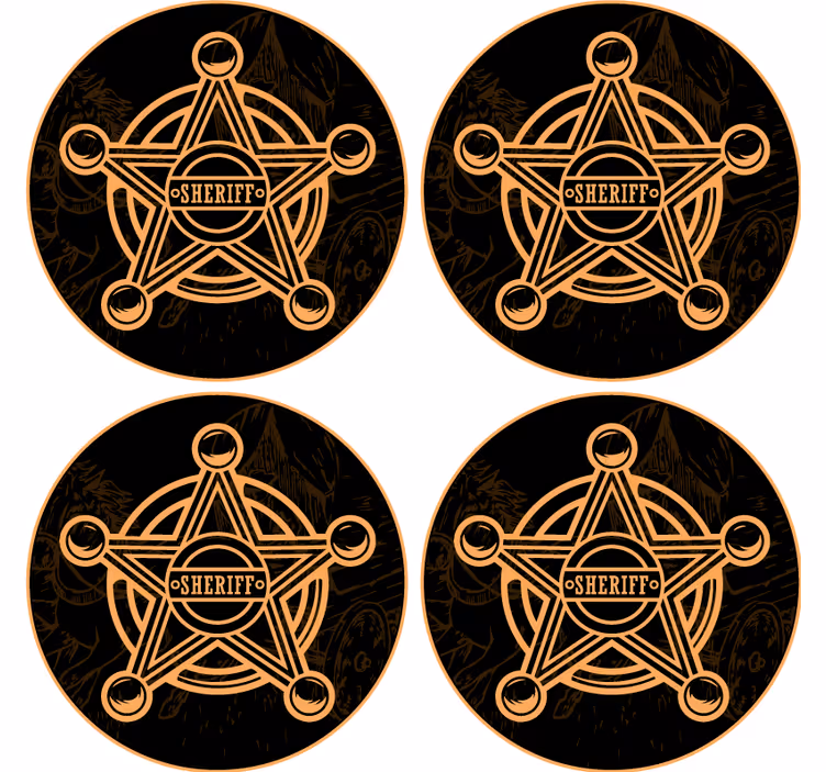 Beer mats with sheriff star emblem design - TenStickers