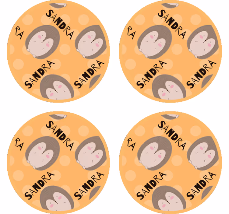 Personalisable coasters with adorable hedgehog design - TenStickers
