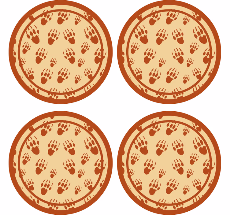 Vintage coasters brown paw print circle - TenStickers