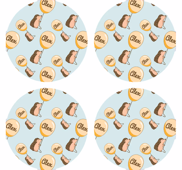 Personalisable coasters with playful hedgehog designs - TenStickers
