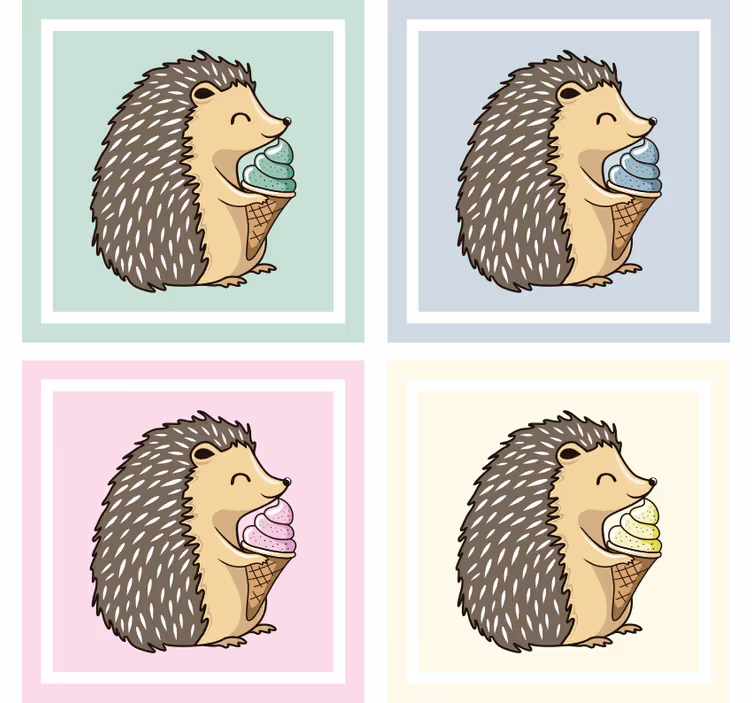 Geek coasters hedgehog relishing ice cream - TenStickers