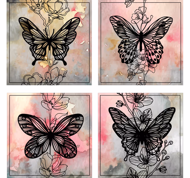 Modern coaster with elegant butterfly design - TenStickers