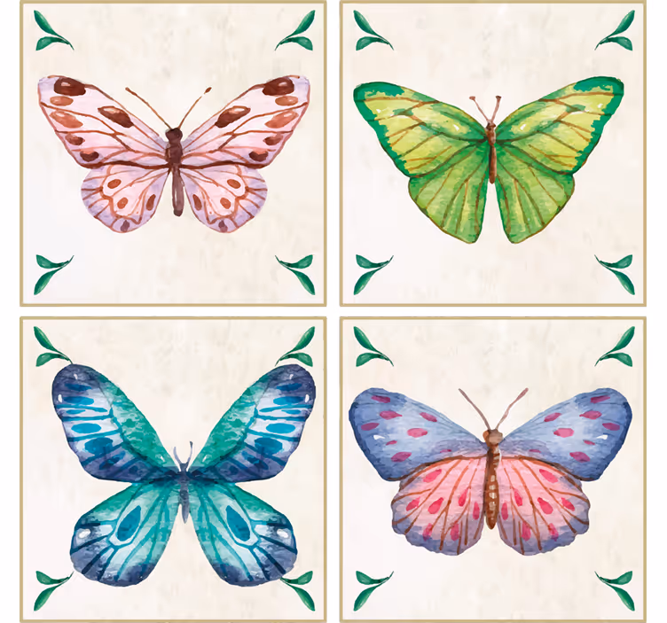 Modern coaster vibrant butterfly design - TenStickers