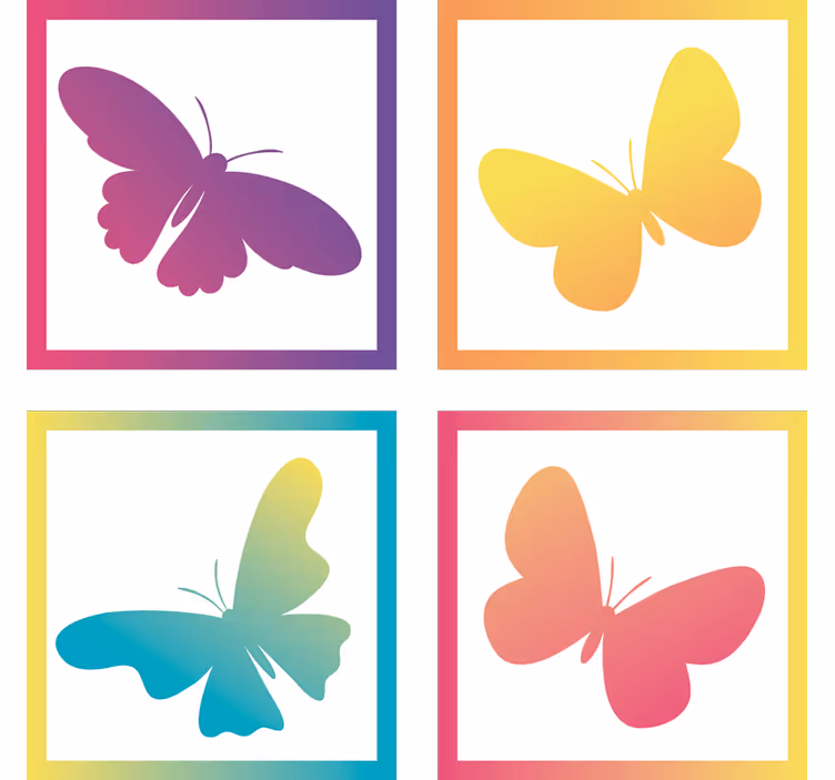 Modern coaster butterfly shapes in bright colors - TenStickers