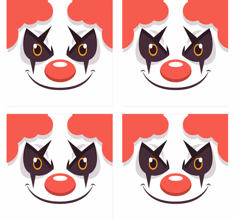 Geek coasters playful clown face design - TenStickers
