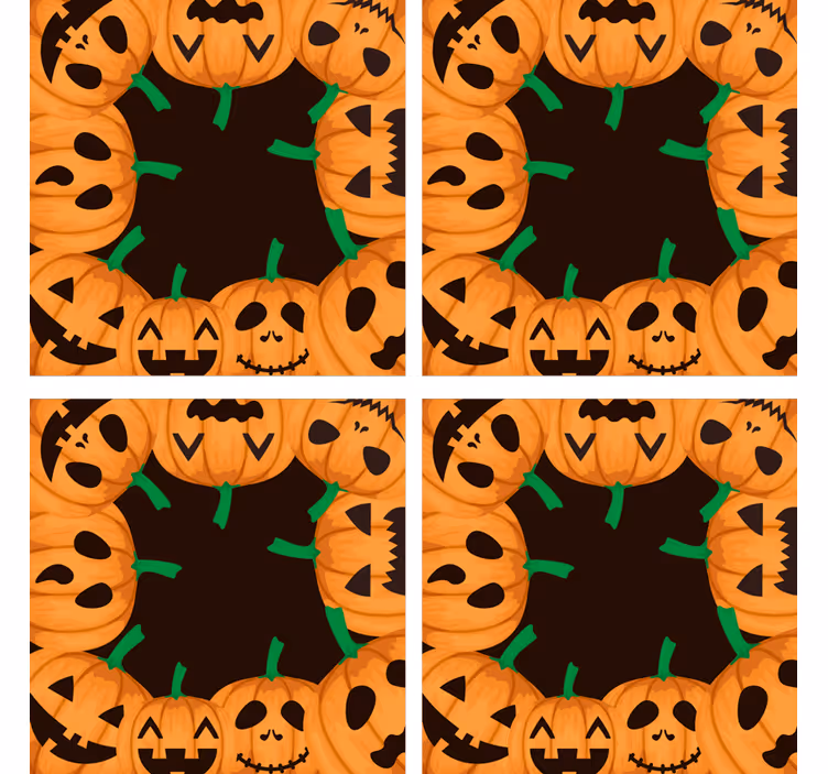 Halloween coaster smiling pumpkin faces - TenStickers