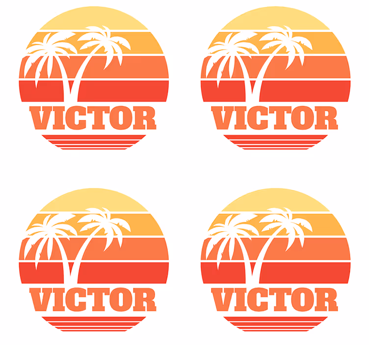 Personalisable coasters tropical sunset with palm trees - TenStickers